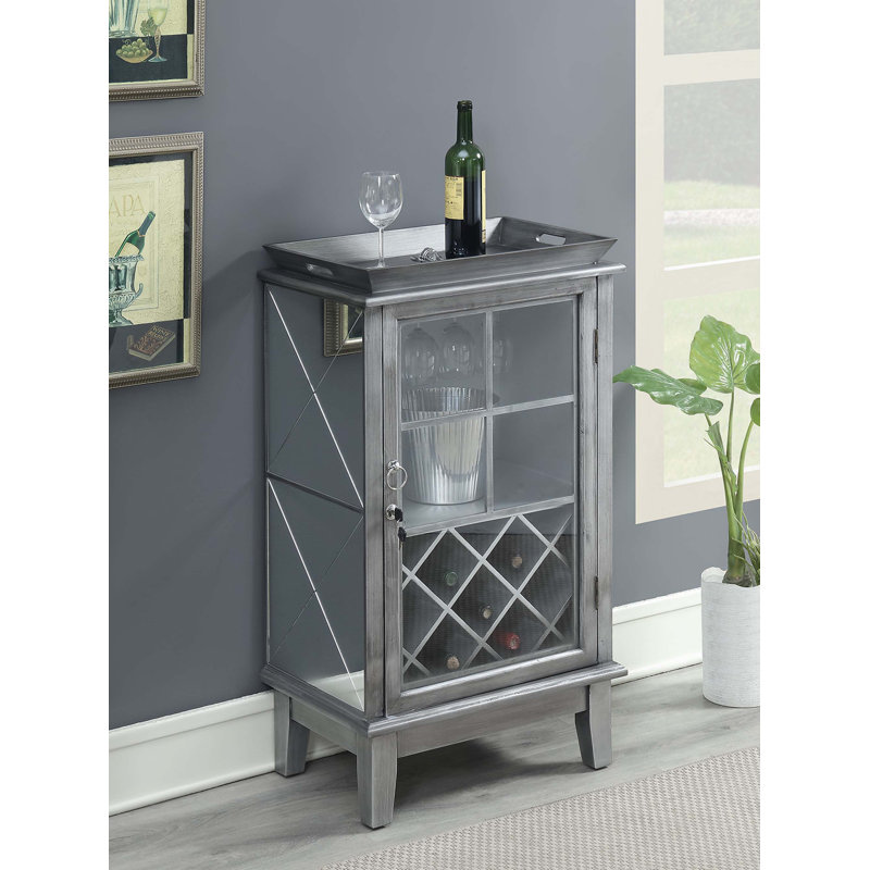 House of Hampton Jimmy Mirrored Wine Storage Serving Bar with Cabinet and Lock Reviews Wayfair